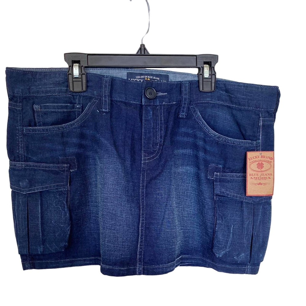 Deadstock y2k lucky brand denim dark wash mini skirt cargo